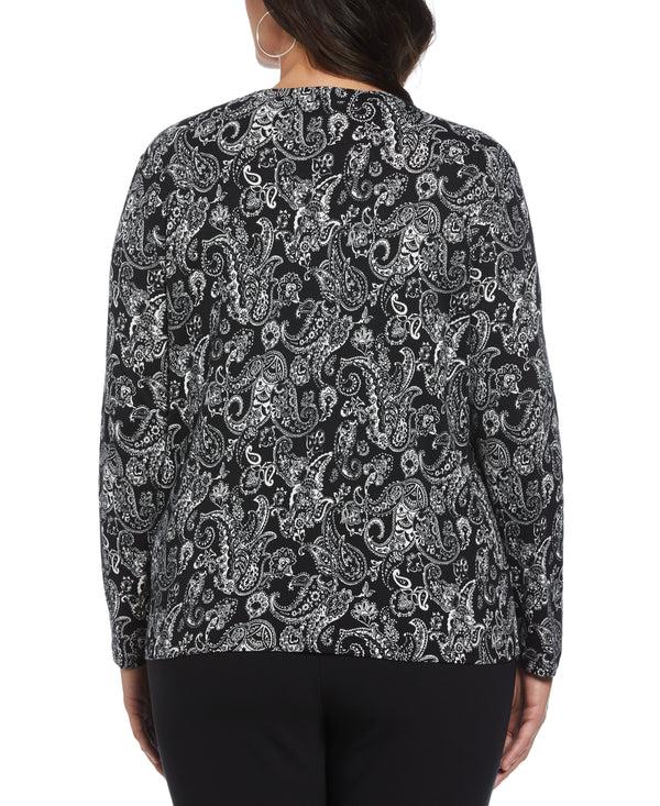 Rafaella Plus Size Paisley Print Button Detail Top