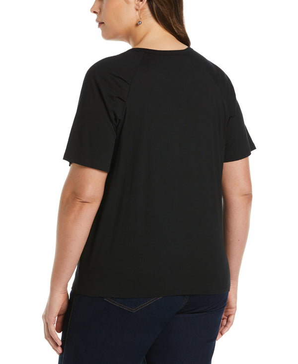 Rafaella Plus Size Pleated Raglan Sleeve Tee