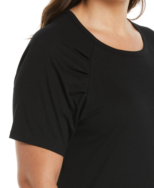 Rafaella Plus Size Pleated Raglan Sleeve Tee