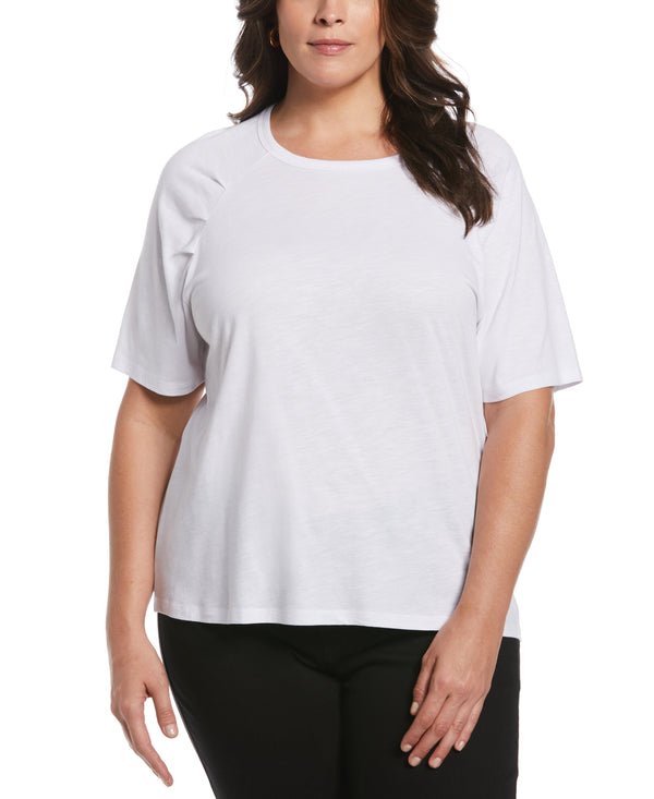 Rafaella Plus Size Pleated Raglan Sleeve Tee