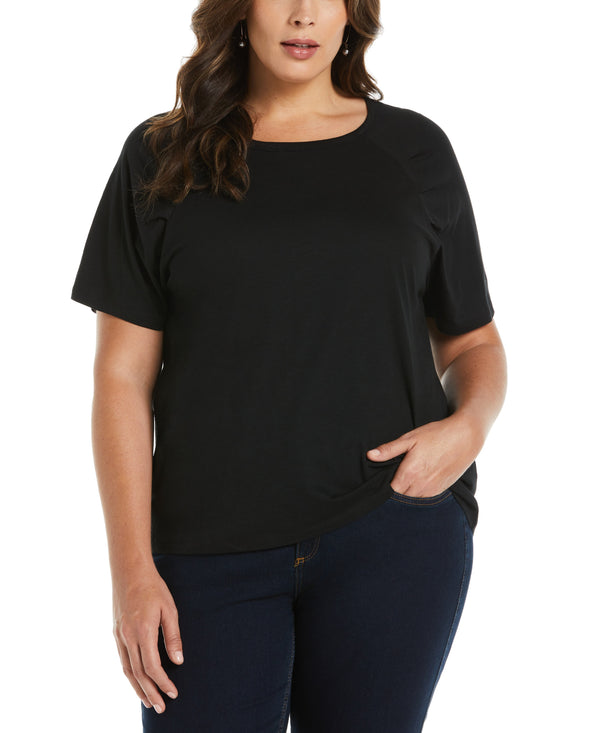 rafaella Plus Size Pleated Raglan Sleeve Tee