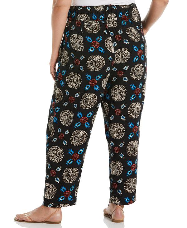 Rafaella Plus Size Print Paper Bag Ankle Pant