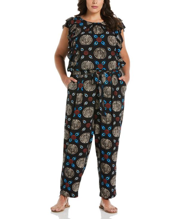 Rafaella Plus Size Print Paper Bag Ankle Pant