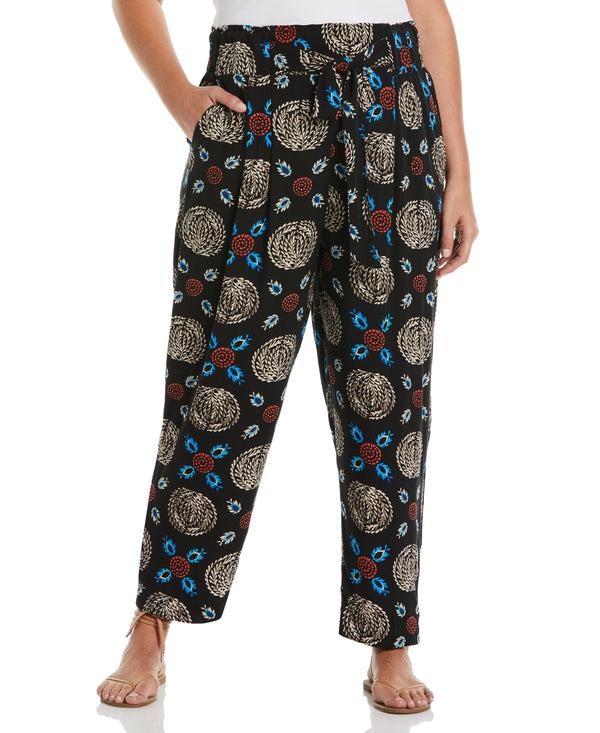 rafaella Plus Size Print Paper Bag Ankle Pant