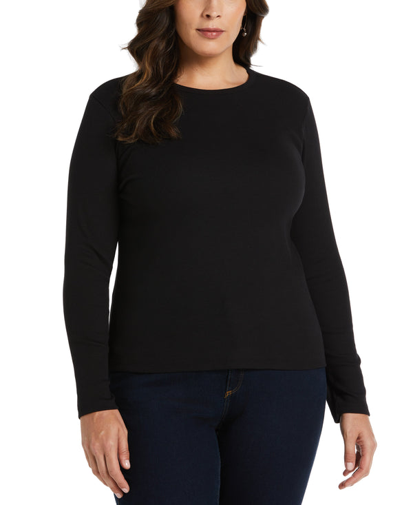 Rafaella Plus Size Ribbed Crew Neck Tee