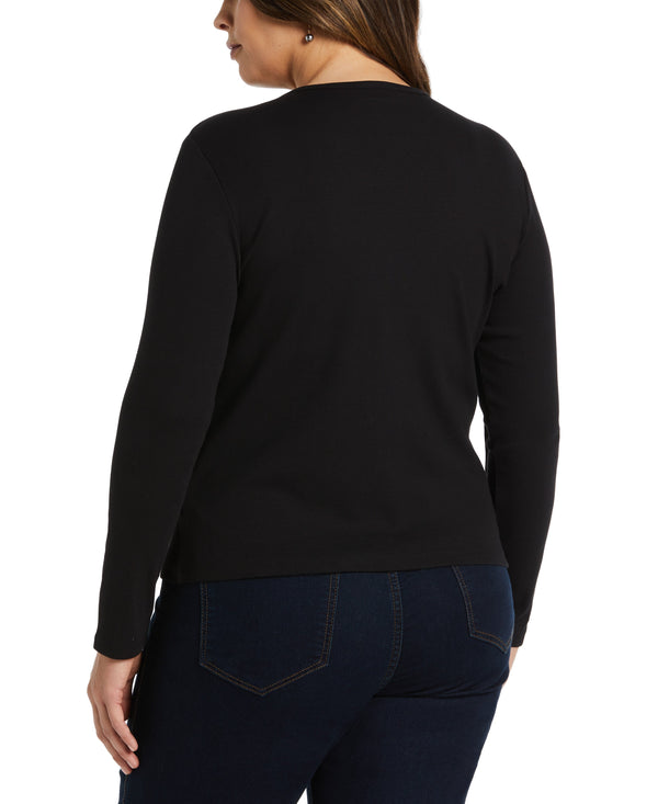 Rafaella Plus Size Ribbed Crew Neck Tee