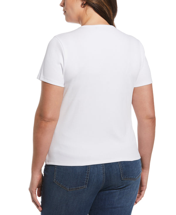 Rafaella Plus Size Ribbed Crew Neck Tee