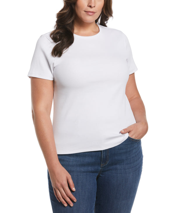 rafaella Plus Size Ribbed Crew Neck Tee