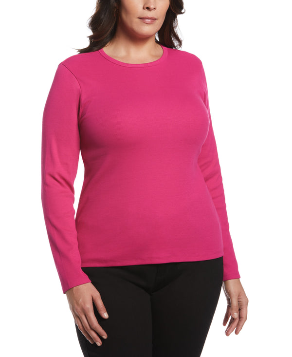 rafaella Plus Size Ribbed Crew Neck Tee
