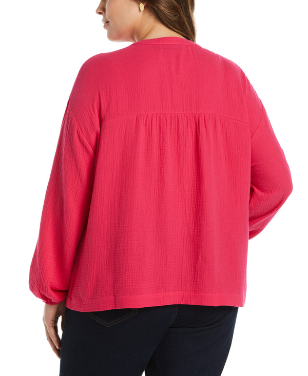 Rafaella Plus Size Solid Gauze Top