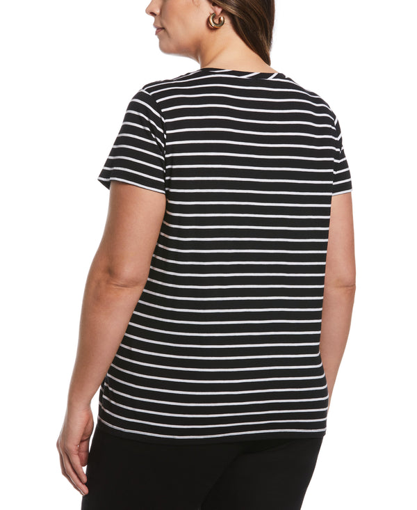 Rafaella Plus Size Stripe Slub Tee