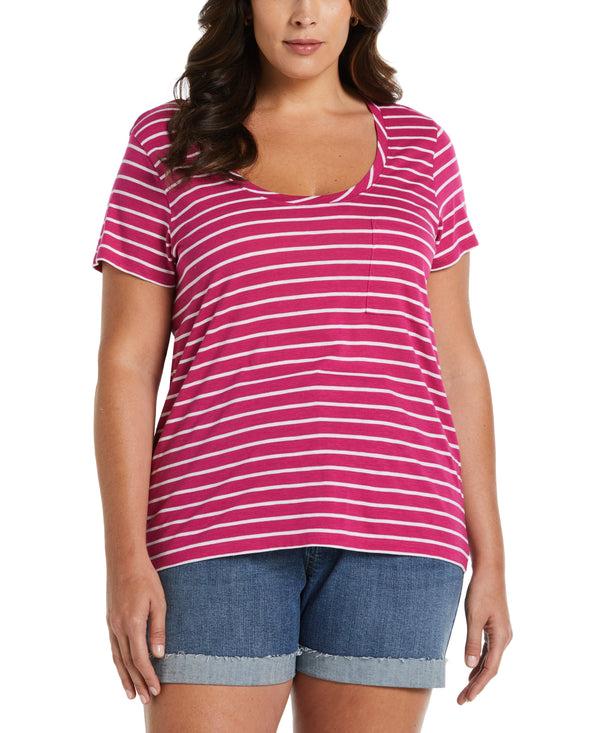Rafaella Plus Size Stripe Slub Tee