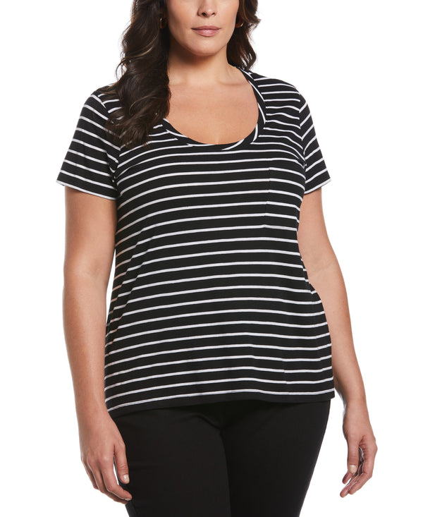 rafaella Plus Size Stripe Slub Tee