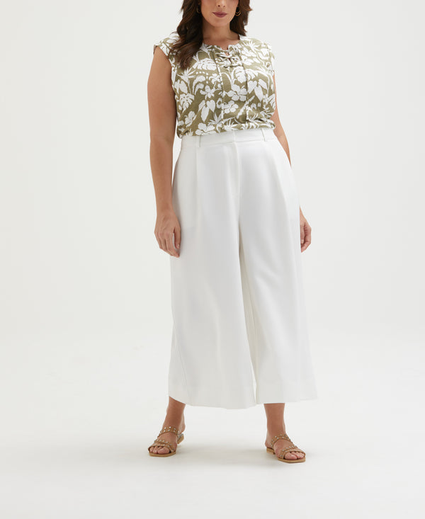 Rafaella Plus Size Tropical Print Lace-Up Tank Top