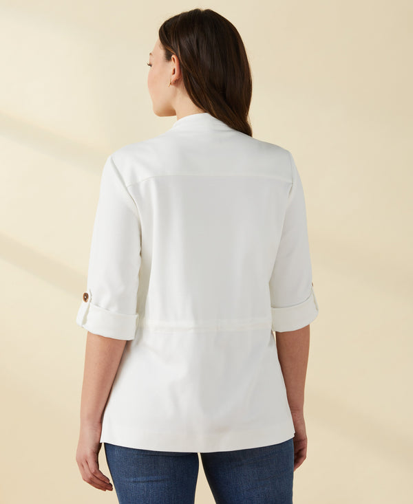 Rafaella Ponte Knit Drape Front Jacket