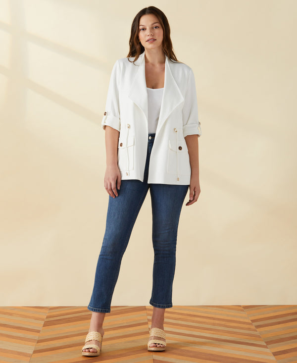 Rafaella Ponte Knit Drape Front Jacket