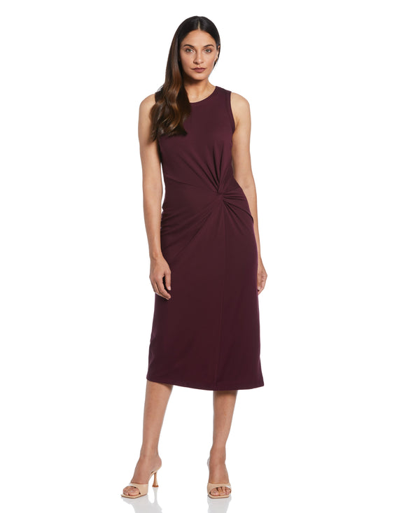 Rafaella Ponte Knit Twist Front Midi Dress
