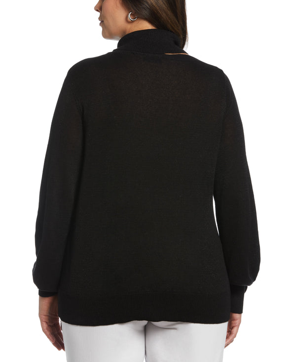 Rafaella Rib Trim Cut Out Sweater