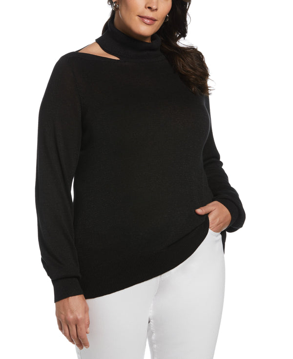 rafaella Rib Trim Cut Out Sweater