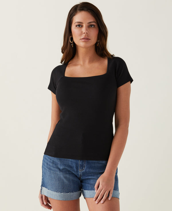 Rafaella Ribbed Square Neck Tee