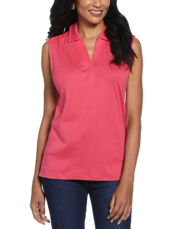 rafaella Ribbed V-Neck Polo