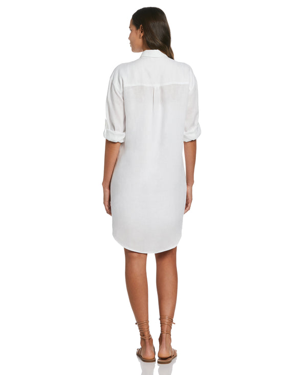 Rafaella Roll Sleeve Linen Shirt Dress