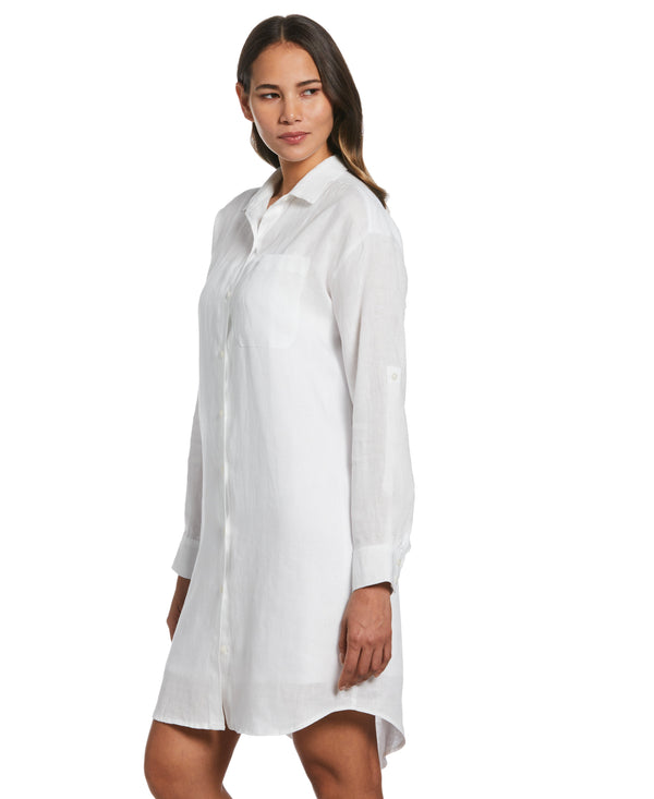 Rafaella Roll Sleeve Linen Shirt Dress