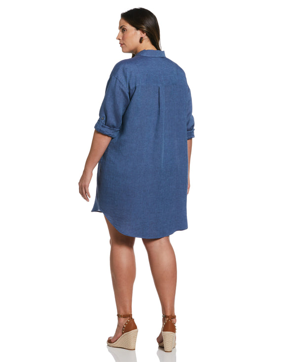 Rafaella Roll Sleeve Linen Shirt Dress