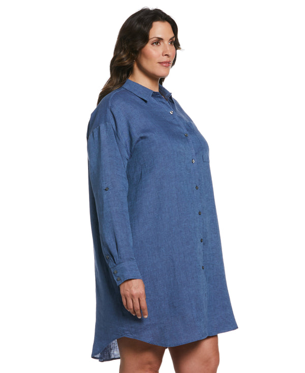 Rafaella Roll Sleeve Linen Shirt Dress