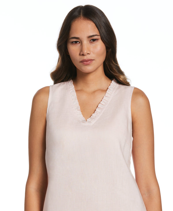 Rafaella Ruffle Neck Linen Dress