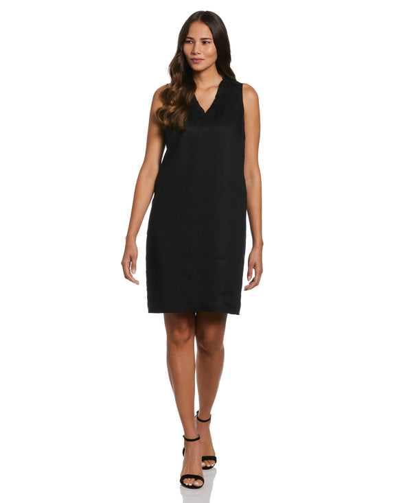 Rafaella Ruffle Neck Linen Dress