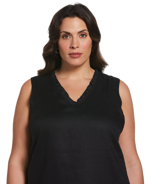 Rafaella Ruffle Neck Linen Dress