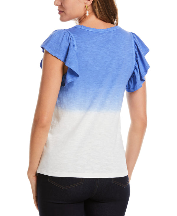 Rafaella Scoop Neck Ruffle Sleeve Tee