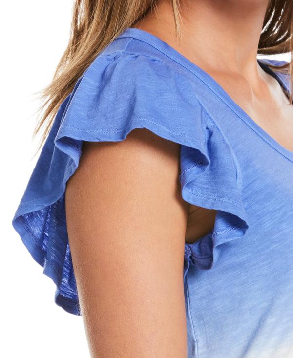 Rafaella Scoop Neck Ruffle Sleeve Tee