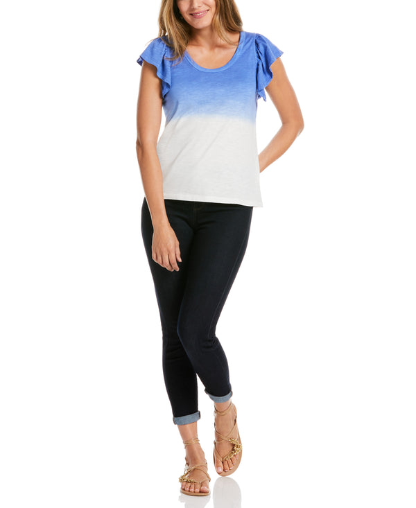 Rafaella Scoop Neck Ruffle Sleeve Tee