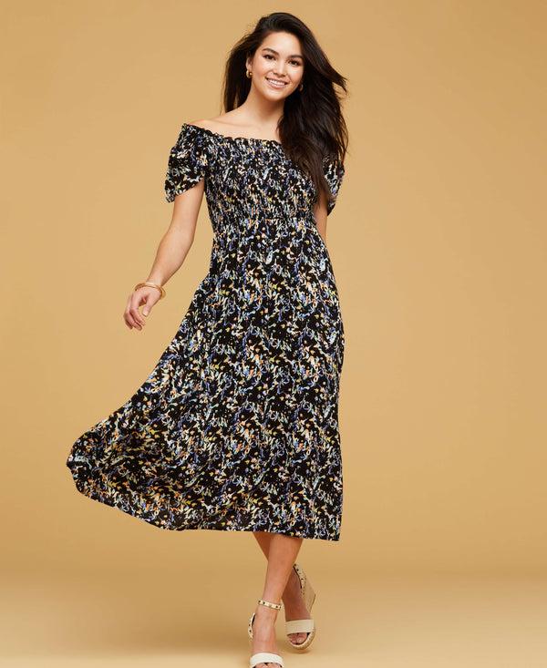 rafaella Smocked Midi Dress