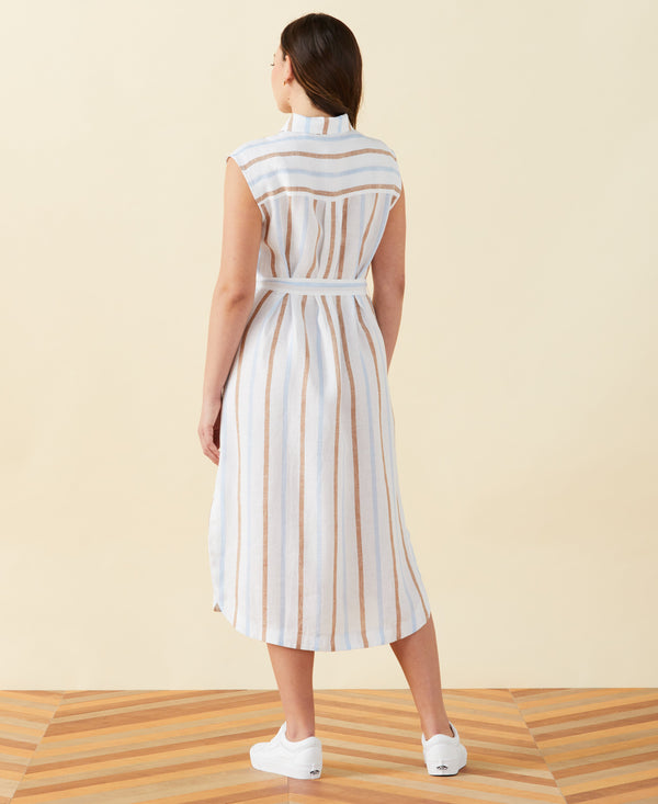 Rafaella Stripe Linen Shirtdress