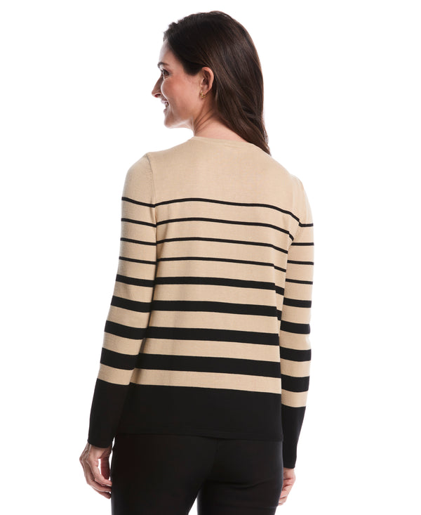 Rafaella Striped Print Rivet Detail Sweater