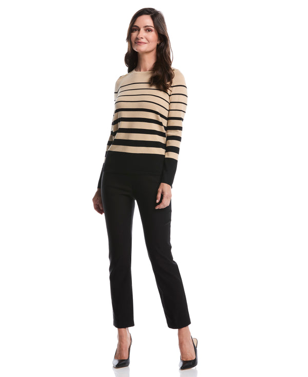 Rafaella Striped Print Rivet Detail Sweater