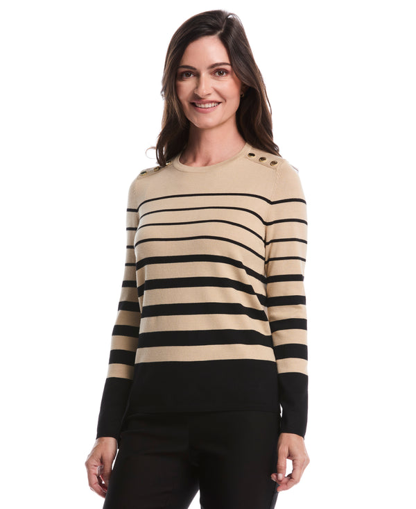 rafaella Striped Print Rivet Detail Sweater