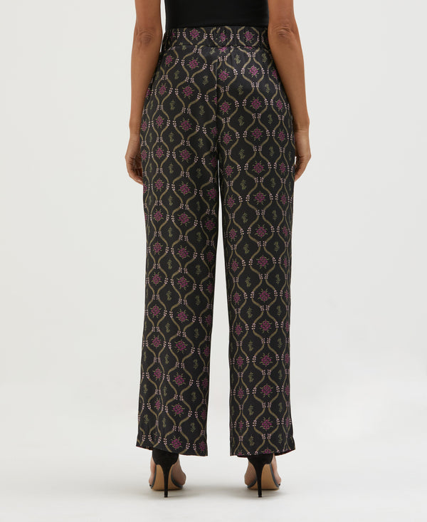 Rafaella Trellis Print High Rise Wide Leg Pant