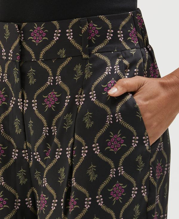 Rafaella Trellis Print High Rise Wide Leg Pant