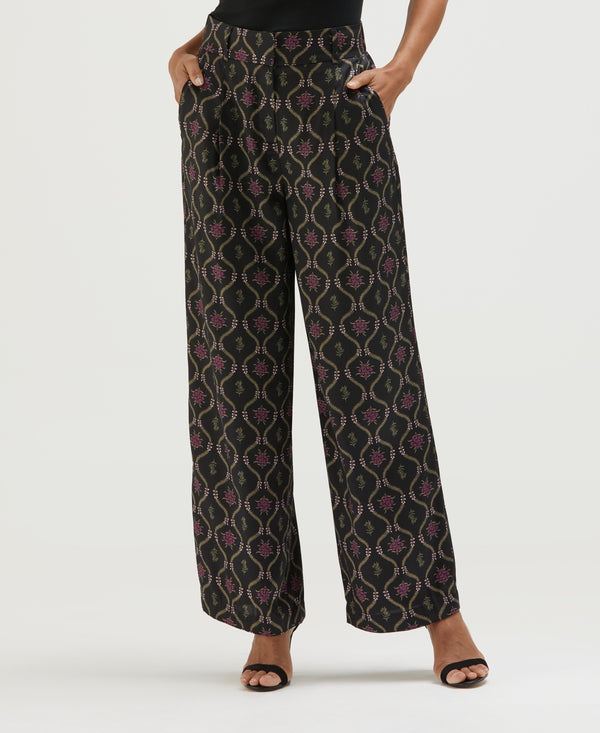 rafaella Trellis Print High Rise Wide Leg Pant