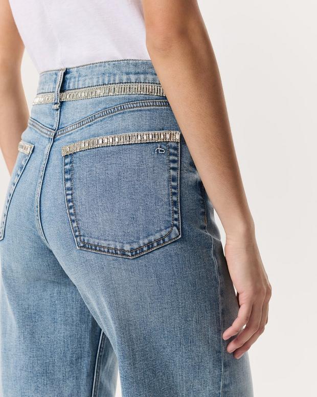 Rag & Bone Andi Embellished Ankle-Length Wide-Leg Jeans