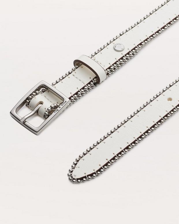 Rag & Bone Beaded Chain-Trimmed Baby Boyfriend Leather Belt
