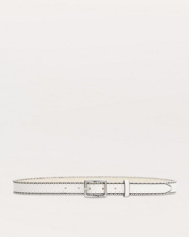 rag & bone Beaded Chain-Trimmed Baby Boyfriend Leather Belt