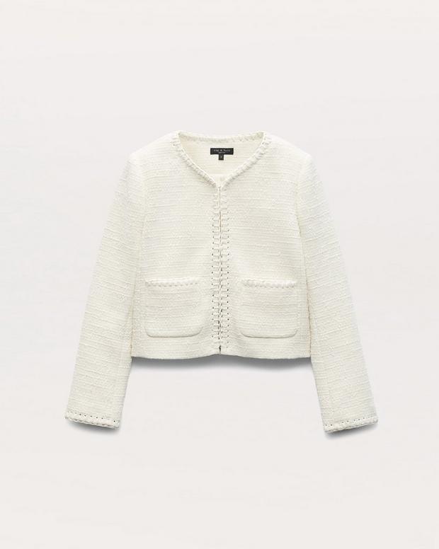 Rag & Bone Cheyenne Whipstitch-Trimmed Tweed Lady Jacket