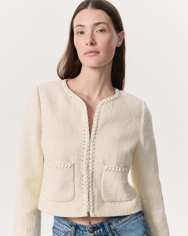 Rag & Bone Cheyenne Whipstitch-Trimmed Tweed Lady Jacket
