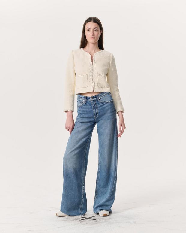 Rag & Bone Cheyenne Whipstitch-Trimmed Tweed Lady Jacket