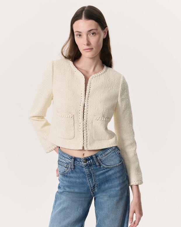 rag & bone Cheyenne Whipstitch-Trimmed Tweed Lady Jacket